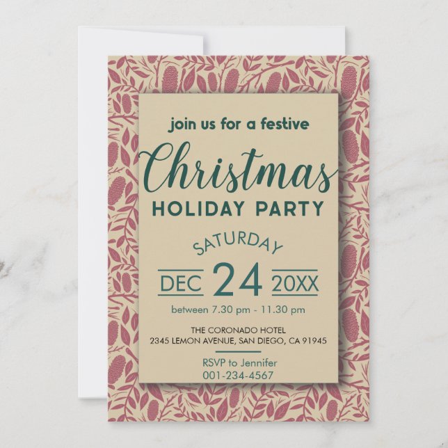 Invitación Festividades Retro Red Cosy Vibe Navidades (Anverso)