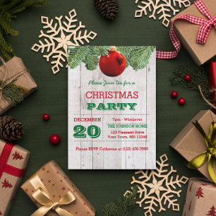 Invitación Festividades rusas de madera blanca y ramas de pin