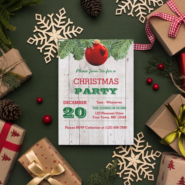 Invitación Festividades rusas de madera blanca y ramas de pin (Subido por el creador)