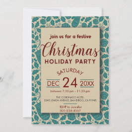 Invitación Festividades Verde azuladas retro y acogedoras