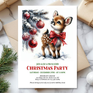 Invitación Festivo ciervo acuarela forestal nevada invierno a