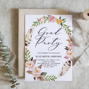 Invitación Féteres bohemias y graduación de guirnaldas floral