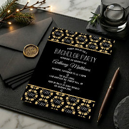 Invitación Ficha de póquer con brillo dorado despedida de sol