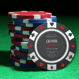Invitación Ficha de póquer de la fiesta de soltero del casino