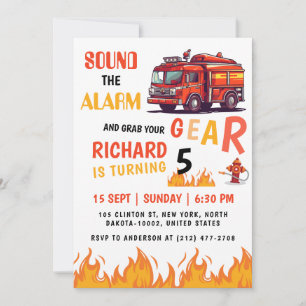 Invitación Fiebre de cumpleaños de los bomberos más jóvenes