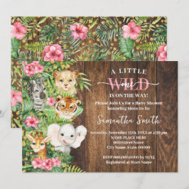 Invitación Fiera en camino Rosa Rústico Safari Baby Shower