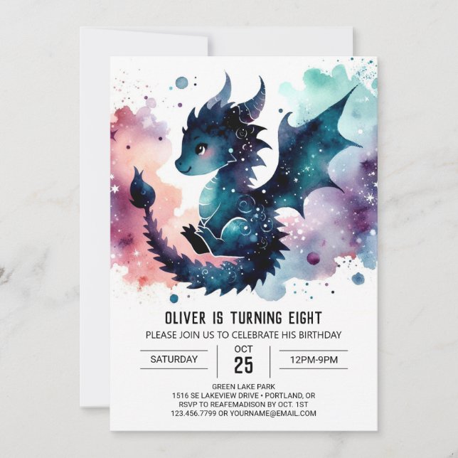 Invitación Fierce Dragon Cumpleaños Editable (Anverso)