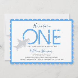 Invitación Fierce Un Animal De Tiburón Primer Cumpleaños
