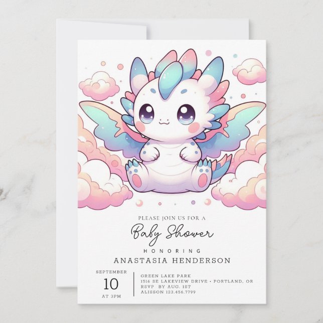 Invitación Fiery Dragon Baby Shower (Anverso)