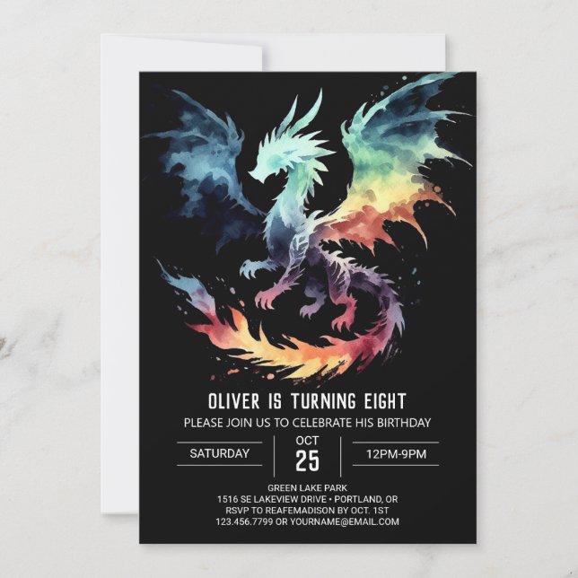 Invitación Fiery Dragon Birthday Personalizado (Anverso)