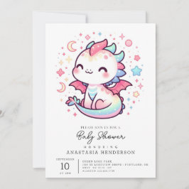 Invitación Fiery Personalizado Pastel Dragon Baby Shower