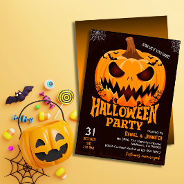 Invitación Fiery Pumpkin Jack o los murciélagos de linterna S