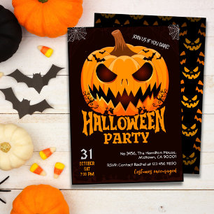 Invitación Fiery Pumpkin Jack o los murciélagos de linterna S