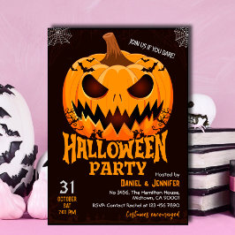 Invitación Fiery Pumpkin Jack o los murciélagos de linterna S