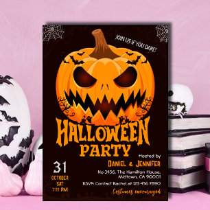 Invitación Fiery Pumpkin Jack o los murciélagos de linterna S
