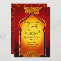 Fiery Red Gold Royal Indian Arabian Sweet 16 Fiest