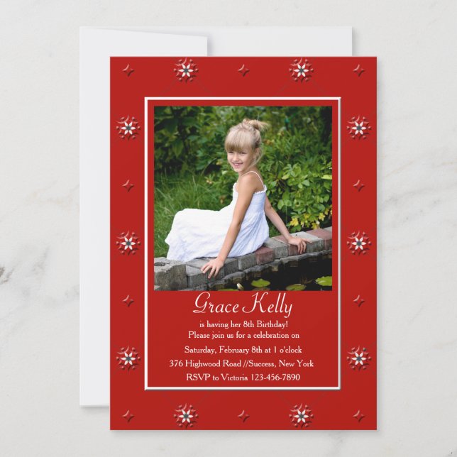 Invitación Fiery Red Photo Card (Anverso)