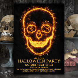 Invitación Fiery Skull Halloween Party