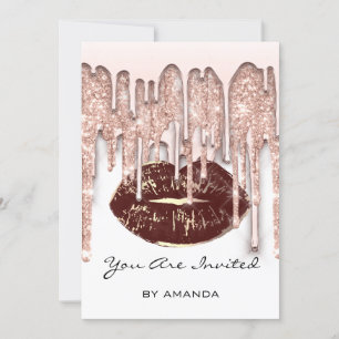 Invitación Fiesta 16º Labios de Besos Rojos Rosa Brillo Blanc