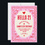 Invitación Fiesta 21º Cumpleaños De Escritura Roja Retro Pink<br><div class="desc">Fiesta 21º Cumpleaños De Escritura Roja Retro Pink</div>