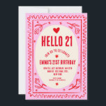 Invitación Fiesta 21º Cumpleaños De Escritura Roja Retro Pink<br><div class="desc">Fiesta 21º Cumpleaños De Escritura Roja Retro Pink</div>