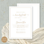 Invitación Fiesta 21º cumpleaños del guión de oro minimalista<br><div class="desc">Elegante Fiesta del Borde de Guión Dorado 21 de Cumpleaños. Disponible digitalmente o impreso. Un minimalista diseño de texto moderno para tu veintiuno que es totalmente personalizable, con un borde de línea. Cambie las palabras según sea necesario y también puede cambiar los colores del texto y del fondo, así como...</div>