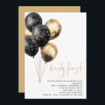 Invitación Fiesta 21 de los Globos Negros de Oro minimalista<br><div class="desc">Fiesta 21 de los Globos Negros de Oro minimalista. Disponible digitalmente e impreso. Un grupo de globos en una mezcla de negro y oro están a la izquierda y Twenty First está ambientado en un estilo moderno de escritura a mano. Personaliza fácilmente el resto del texto a tu propia persona....</div>