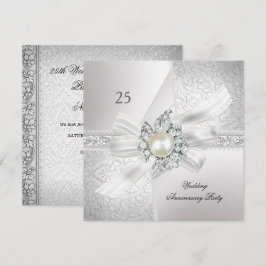Invitación Fiesta 25 Aniversario de Boda Perla Blanco Plata