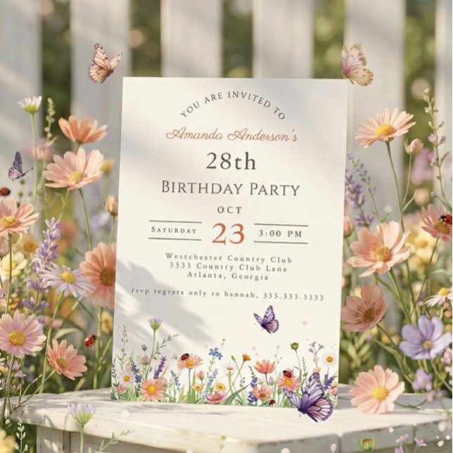 Invitación Fiesta 28 Aniversario del Jardín Púrpura de Flor S (Subido por el creador)