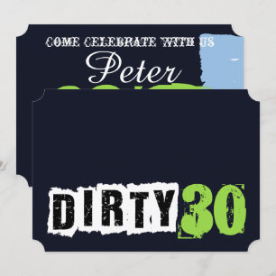 Invitación Fiesta 30 de cumpleaños de Navy Blue y Green Dirty