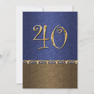 Invitación fiesta 40 de color azul elegante