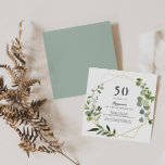 Invitación Fiesta 50 de cumpleaños del Oro Geométrico Tropica<br><div class="desc">Esta invitación geométrica a la fiesta de cumpleaños 50 de color verde tropical dorado es perfecta para una simple fiesta de cumpleaños. El diseño está decorado con hermosas hojas verdes pintadas a mano,  adornando un marco geométrico dorado.</div>