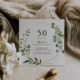 Invitación Fiesta 50 de cumpleaños del Oro Geométrico Tropica