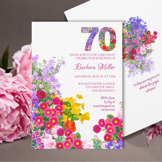 Invitación Fiesta 70º cumpleaños de la floral - Diseño de la  (Subido por el creador)