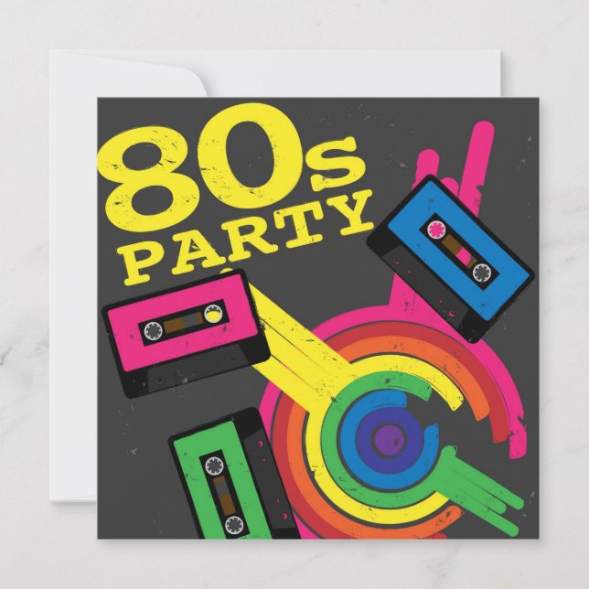 Invitación fiesta 80s (Anverso)