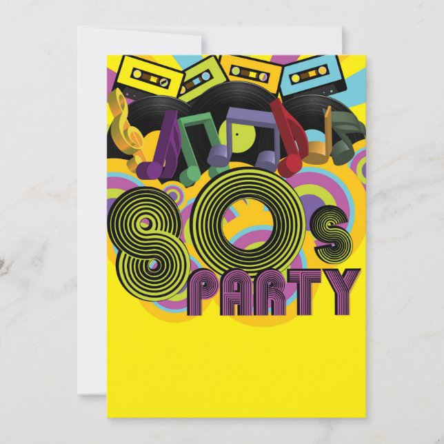 Invitación fiesta 80s (Anverso)