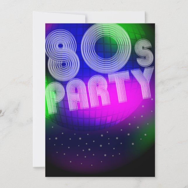 Invitación fiesta 80s (Anverso)