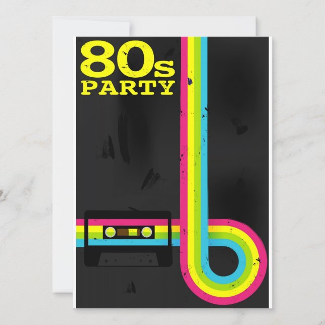 Invitación fiesta 80s (Anverso)