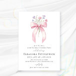 Invitación FIESTA 90th Birthday Bow invitado a la SORPRESA PR<br><div class="desc">Una coqueta de color rosa femenino está decorada con flores silvestres rosadas y violetas.</div>