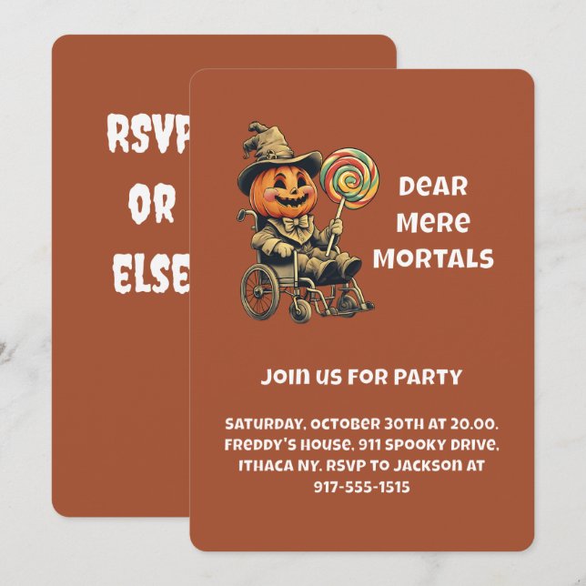 Invitación Fiesta accesible Jack o lantern Halloween (Anverso / Reverso)