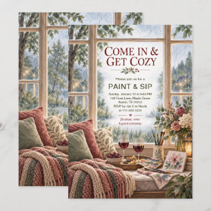 Invitación Fiesta acogedora de pintura y vino