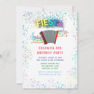 Invitación Fiesta acordeón fiesta de cumpleaños de baile
