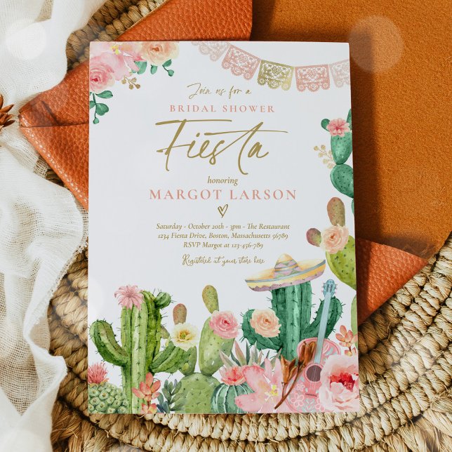 Invitación Fiesta acuarela Cactus Ducha Mexicana de Novias (Subido por el creador)