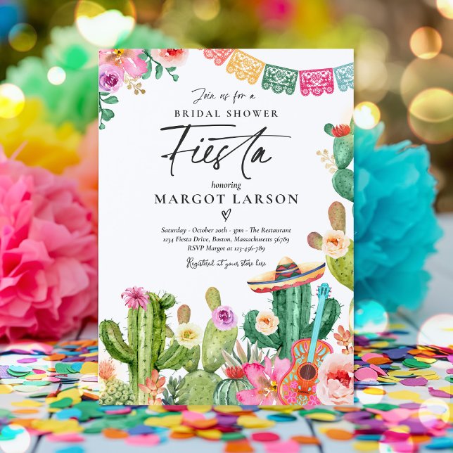 Invitación Fiesta acuarela Cactus Ducha Mexicana de Novias (Subido por el creador)