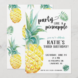 Invitación Fiesta acuarela como un cumpleaños de piña