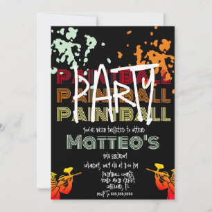 Invitación Fiesta adolescente de cumpleaños de Guay Paintball