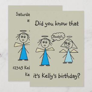 Invitación Fiesta Adorable de Palo Figura Angels Chica Fiesta