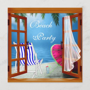 Invitación Fiesta Adulto Beach Palm Tree