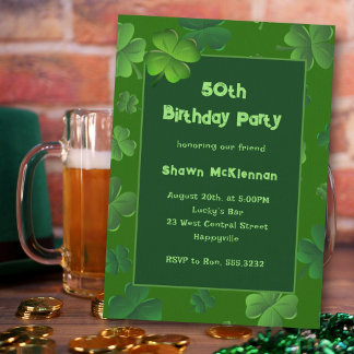 Invitación Fiesta Adulto de Alucky Clovers irlandés