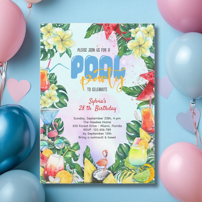 Invitación Fiesta adulto de cumpleaños de bebidas de verano e (Subido por el creador)